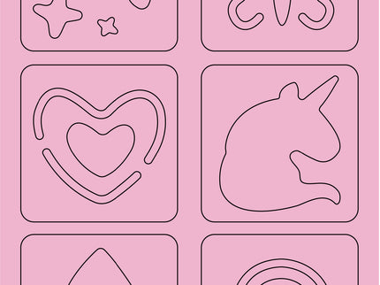 AVENIR Kraapimiskomplekt šablooniga Ükssarvikud