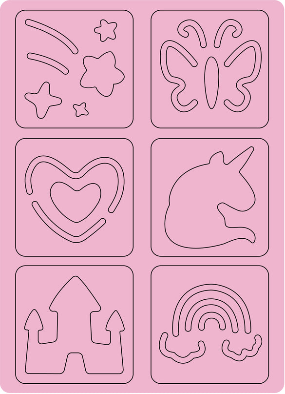 AVENIR Kraapimiskomplekt šablooniga Ükssarvikud