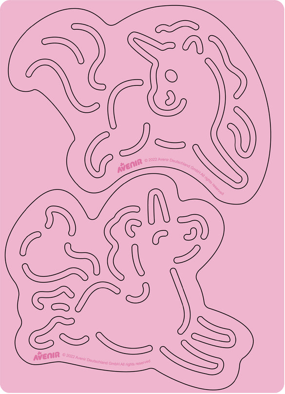 AVENIR Kraapimiskomplekt šablooniga Ükssarvikud