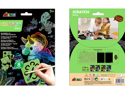 AVENIR Kraapimiskomplekt šablooniga Dinosaurused