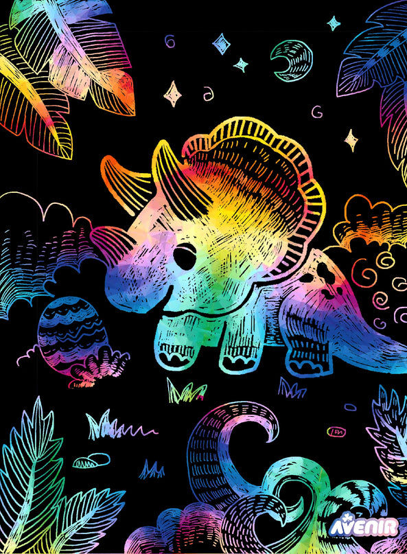 AVENIR Kraapimiskomplekt šablooniga Dinosaurused