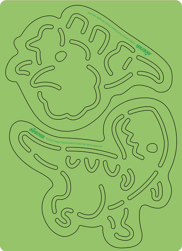 AVENIR Kraapimiskomplekt šablooniga Dinosaurused