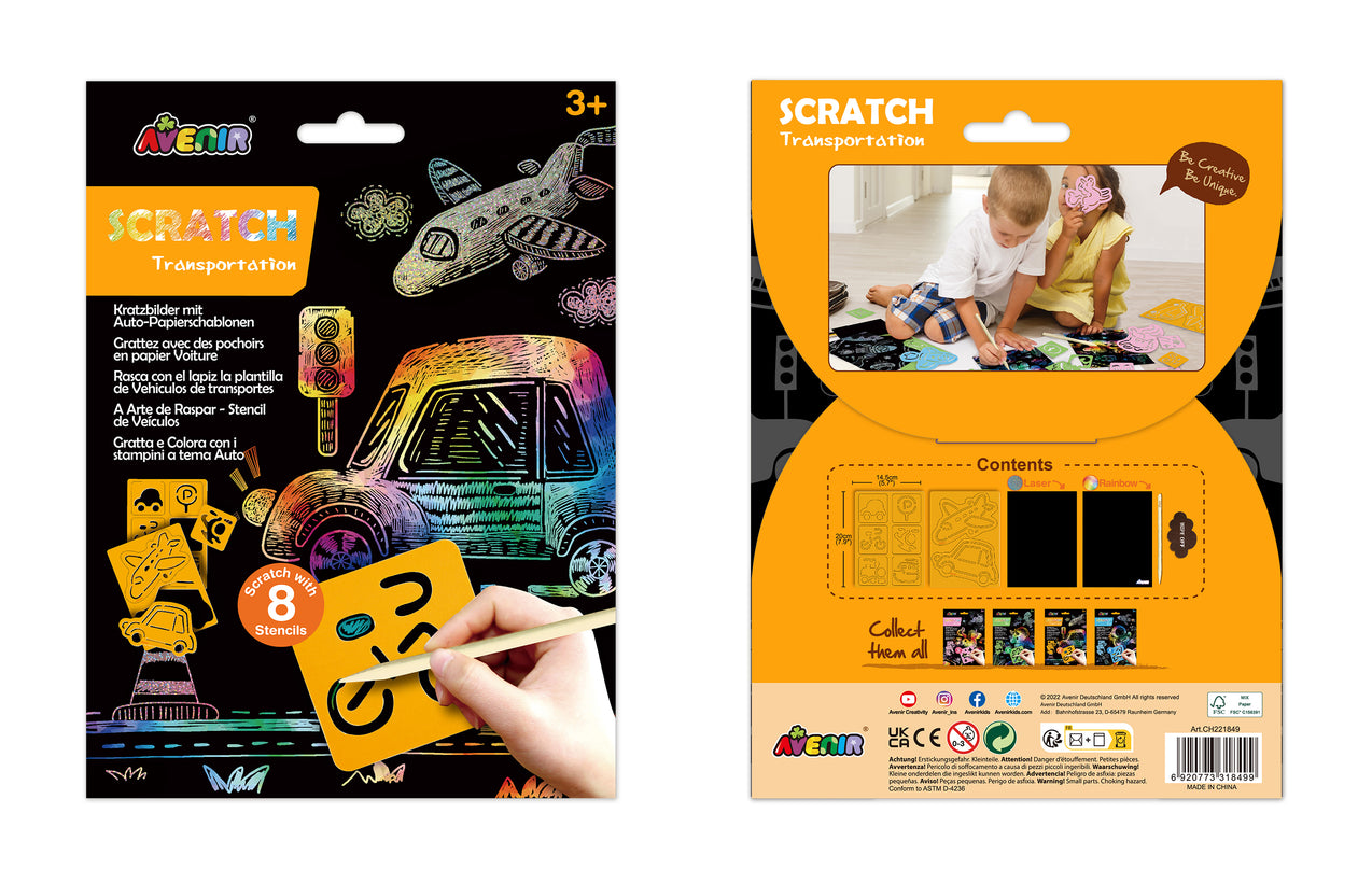 AVENIR Kraapimiskomplekt šablooniga Transport