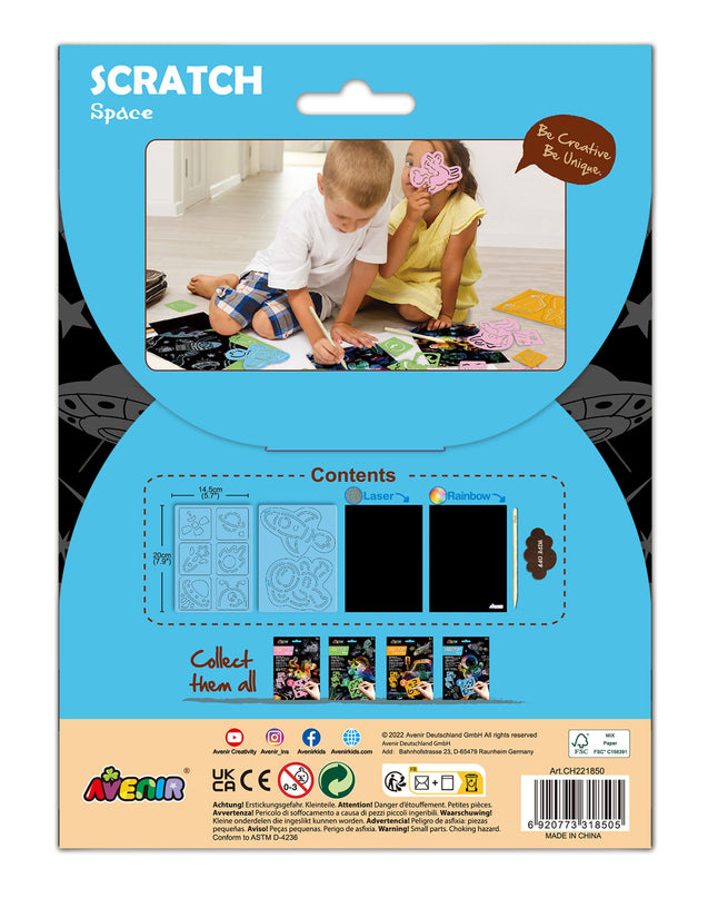 AVENIR Kraapimiskomplekt šablooniga Kosmos