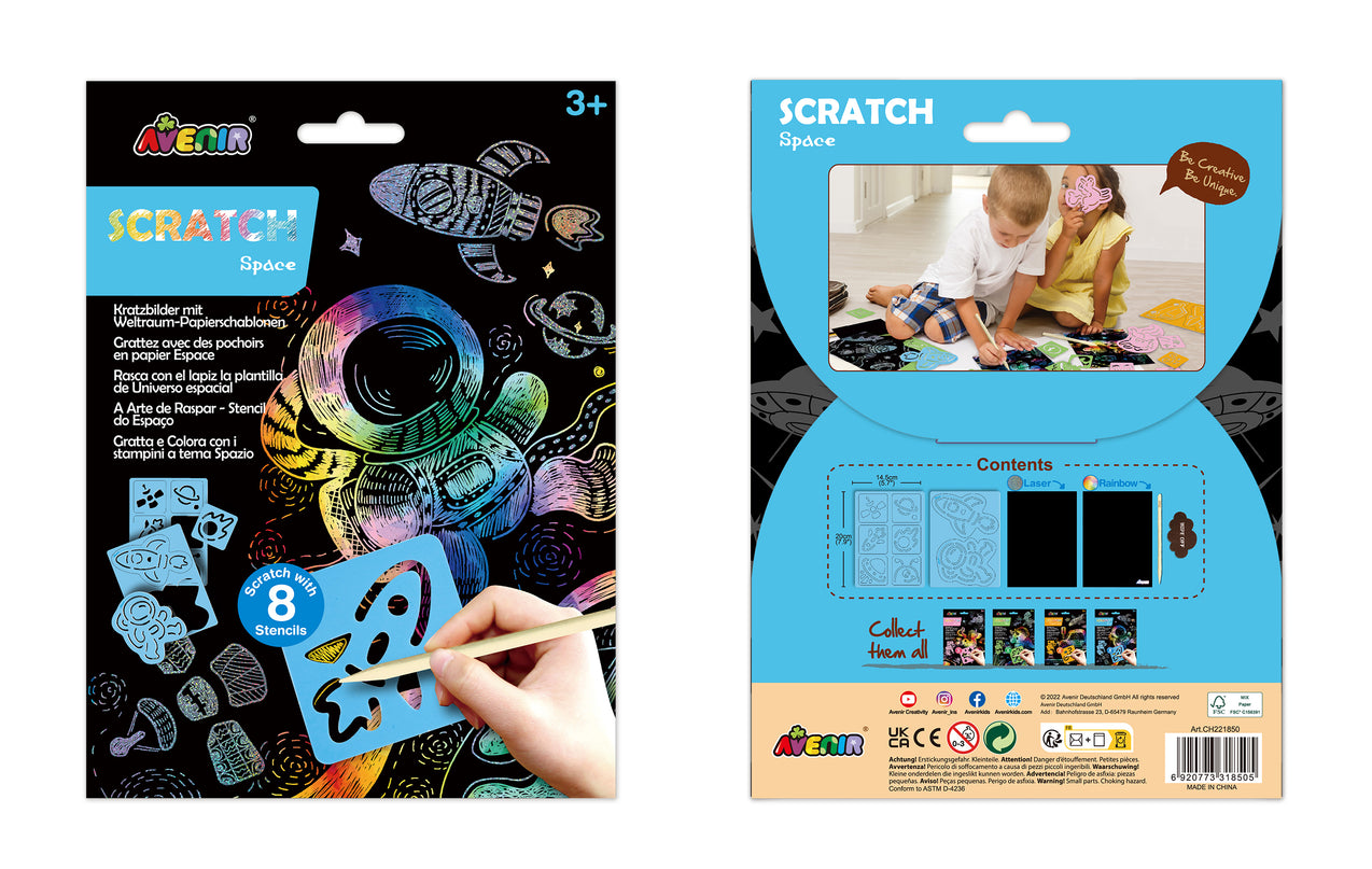 AVENIR Kraapimiskomplekt šablooniga Kosmos