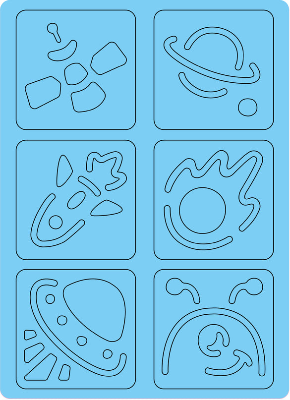 AVENIR Kraapimiskomplekt šablooniga Kosmos