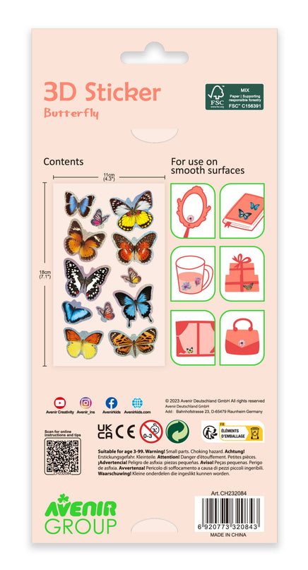 AVENIR 3D kleepsud Liblikad