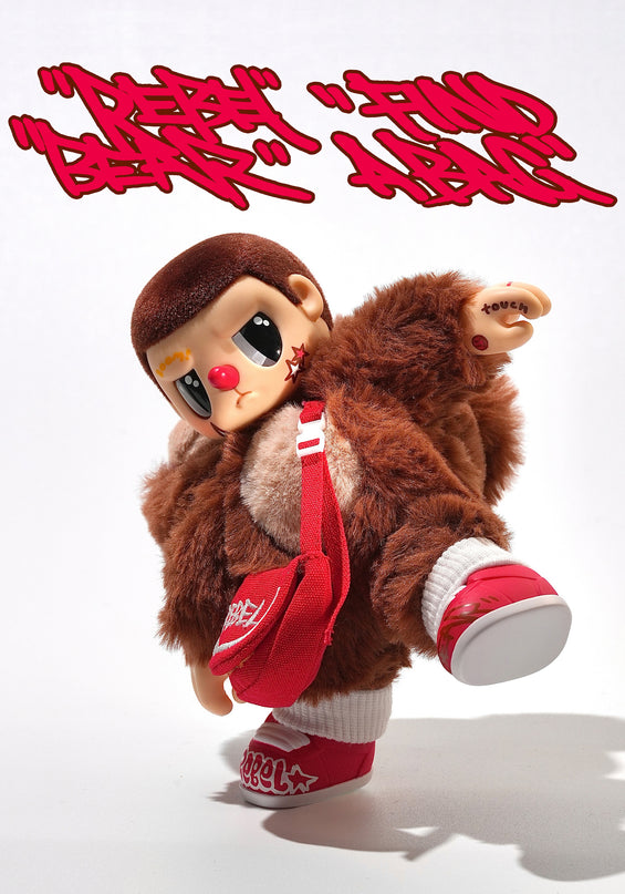 REBEL BEAR pehme mänguasi kotiga, 18 cm