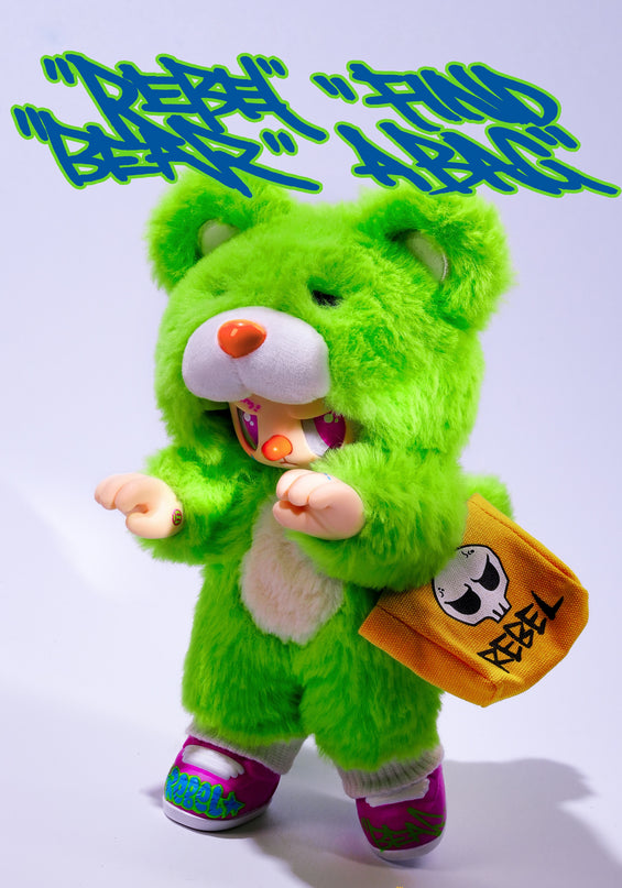 REBEL BEAR pehme mänguasi kotiga, 18 cm