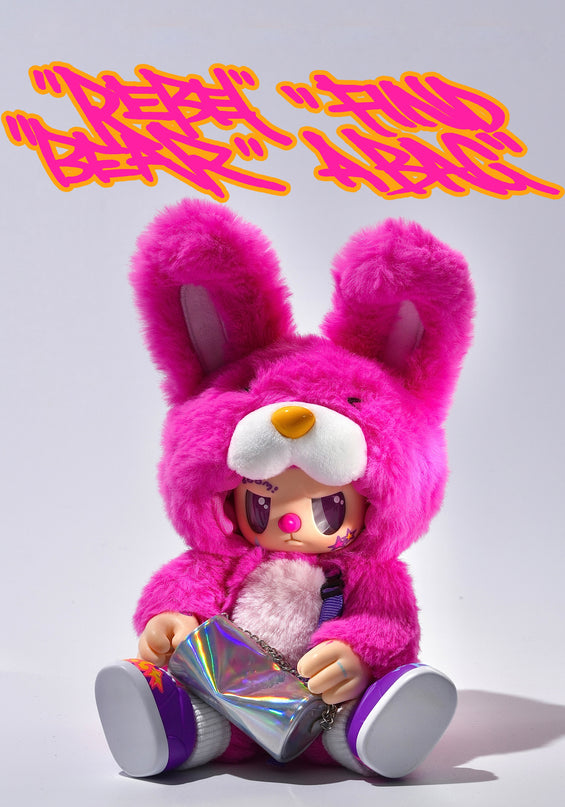 REBEL BEAR pehme mänguasi kotiga, 18 cm