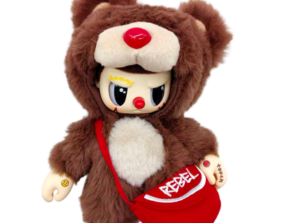 REBEL BEAR pehme mänguasi kotiga, 18 cm