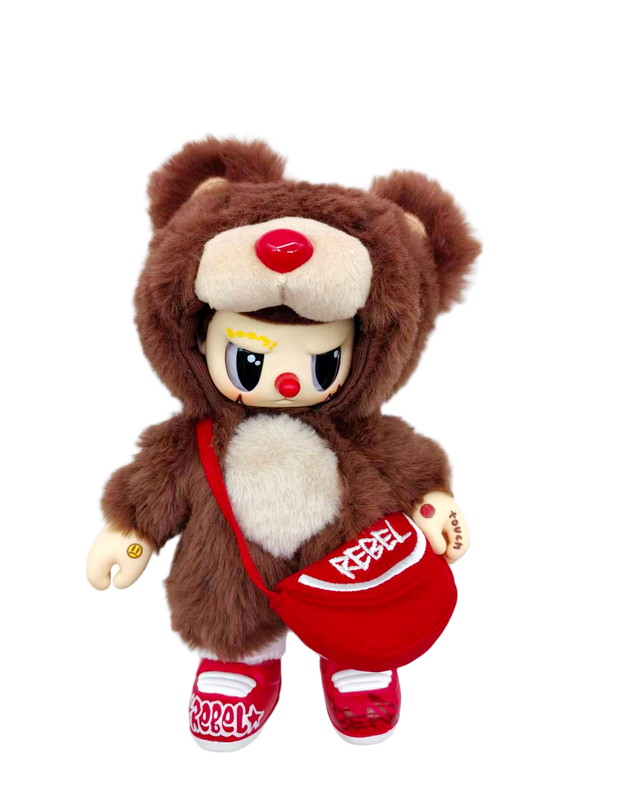 REBEL BEAR pehme mänguasi kotiga, 18 cm