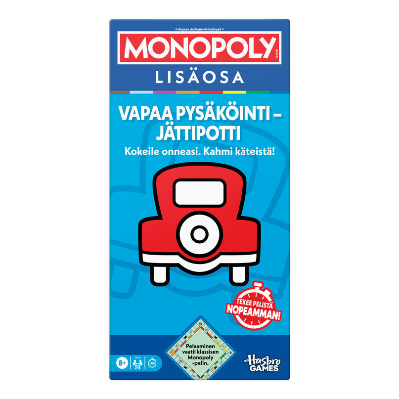 MONOPOLY Board game Free Parking Jackpot expansion (In Finnish lang.)