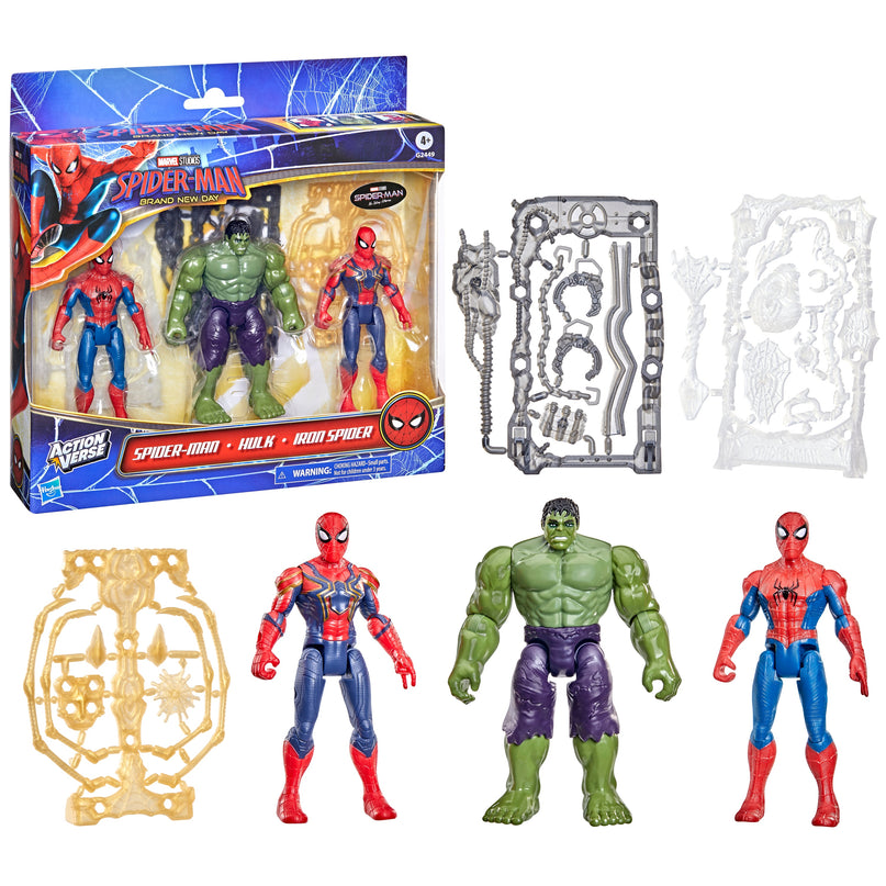 SPIDER-MAN Brand New Day mängufiguuride 3-pakk 11,4 cm