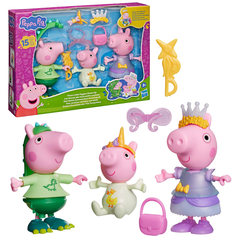 PEPPA PIG mängukomplekt Peppa ja sõbrad kostüümidega 3-pakk 15 cm