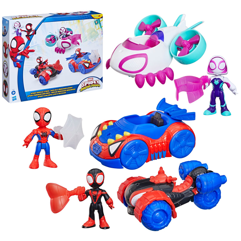 SPIDER-MAN Spidey and His Amazing Friends mängukomplekt Spidey sõidukid 3-pakk