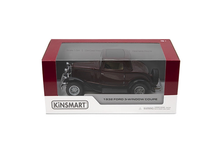 KINSMART metallist mudelauto 1932 Ford 3-Window Coupe, skaala 1:34
