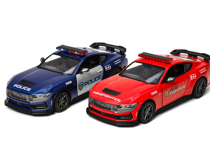 KINSMART metallist mudelauto 2024 Ford Mustang Dark Horse (politsei/tuletõrje), skaala 1:38