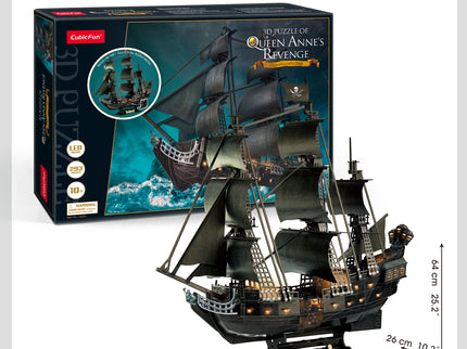 CUBICFUN 3D-pusle LED-ga Purjelaev Kuninganna Anna Kättemaks