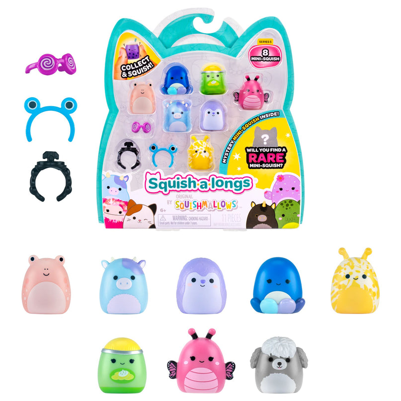 SQUISHMALLOWS SQUISH-A-LONGS minifiguuride komplekt, 8 tk, 2,5 cm