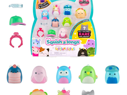 SQUISHMALLOWS SQUISH-A-LONGS minifiguuride komplekt, 8 tk, 2,5 cm