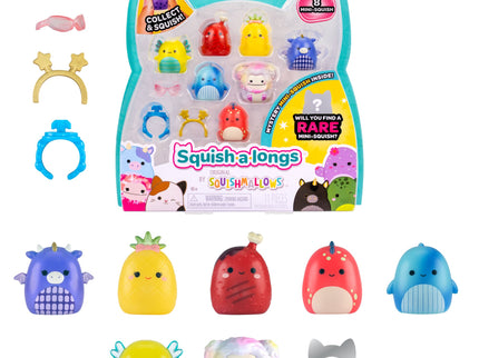 SQUISHMALLOWS SQUISH-A-LONGS minifiguuride komplekt, 8 tk, 2,5 cm