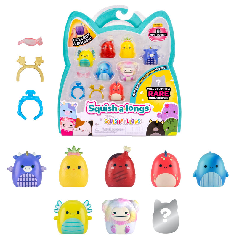 SQUISHMALLOWS SQUISH-A-LONGS minifiguuride komplekt, 8 tk, 2,5 cm