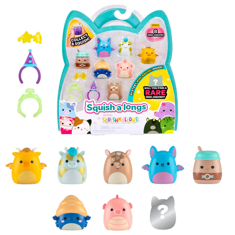SQUISHMALLOWS SQUISH-A-LONGS minifiguuride komplekt, 8 tk, 2,5 cm