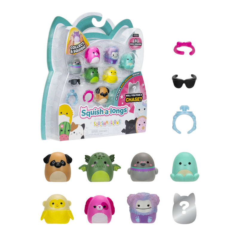 SQUISHMALLOWS SQUISH-A-LONGS minifiguuride komplekt, 8 tk, 2,5 cm