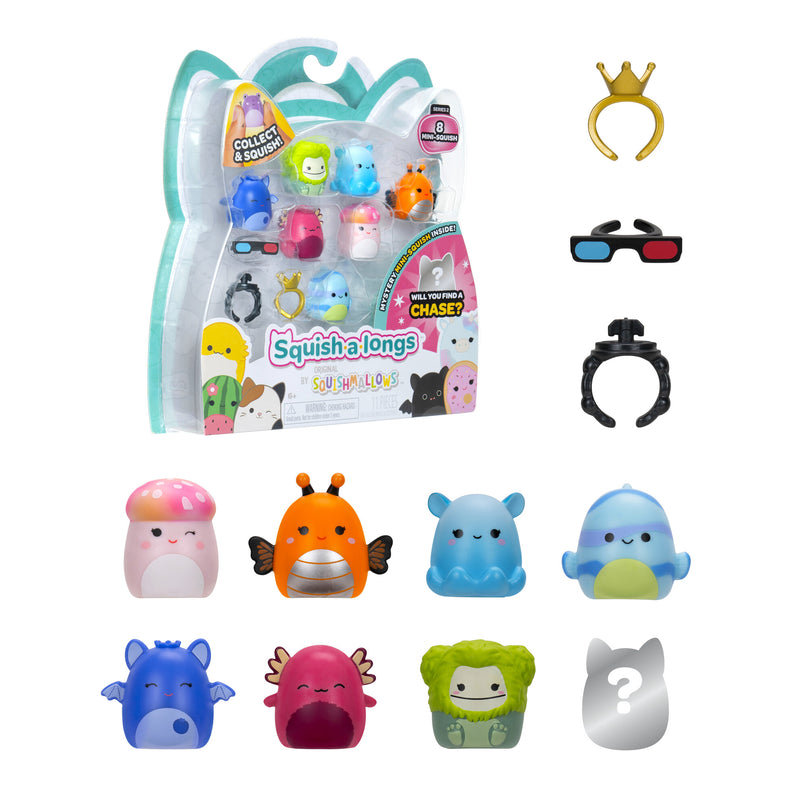 SQUISHMALLOWS SQUISH-A-LONGS minifiguuride komplekt, 8 tk, 2,5 cm