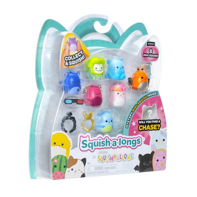 SQUISHMALLOWS SQUISH-A-LONGS minifiguuride komplekt, 8 tk, 2,5 cm