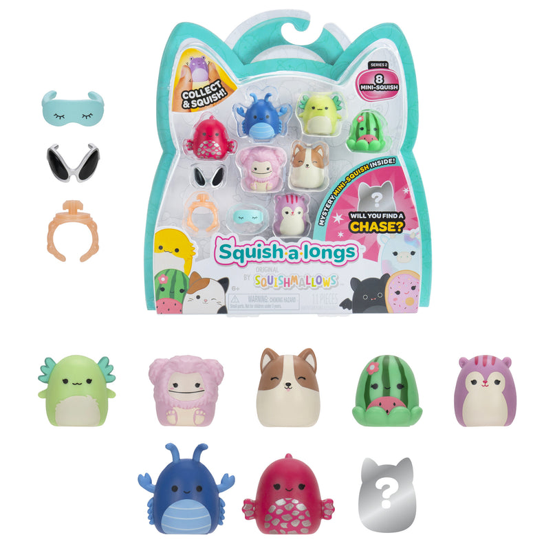 SQUISHMALLOWS SQUISH-A-LONGS minifiguuride komplekt, 8 tk, 2,5 cm