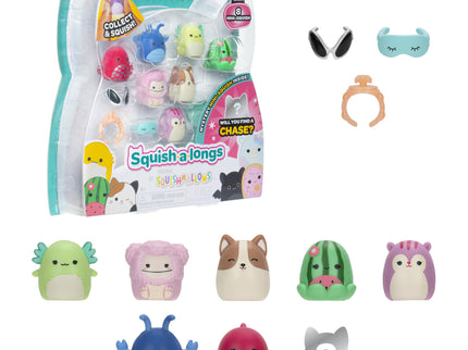 SQUISHMALLOWS SQUISH-A-LONGS minifiguuride komplekt, 8 tk, 2,5 cm