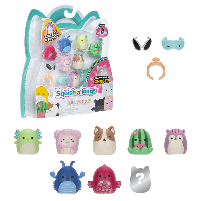 SQUISHMALLOWS SQUISH-A-LONGS minifiguuride komplekt, 8 tk, 2,5 cm