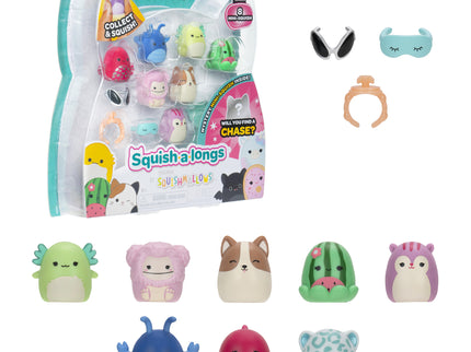 SQUISHMALLOWS SQUISH-A-LONGS minifiguuride komplekt, 8 tk, 2,5 cm