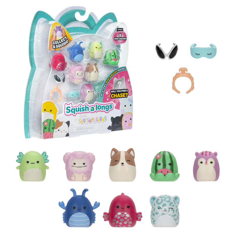 SQUISHMALLOWS SQUISH-A-LONGS minifiguuride komplekt, 8 tk, 2,5 cm
