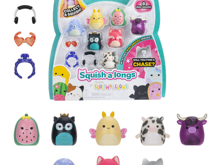 SQUISHMALLOWS SQUISH-A-LONGS minifiguuride komplekt, 8 tk, 2,5 cm
