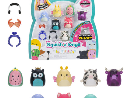 SQUISHMALLOWS SQUISH-A-LONGS minifiguuride komplekt, 8 tk, 2,5 cm