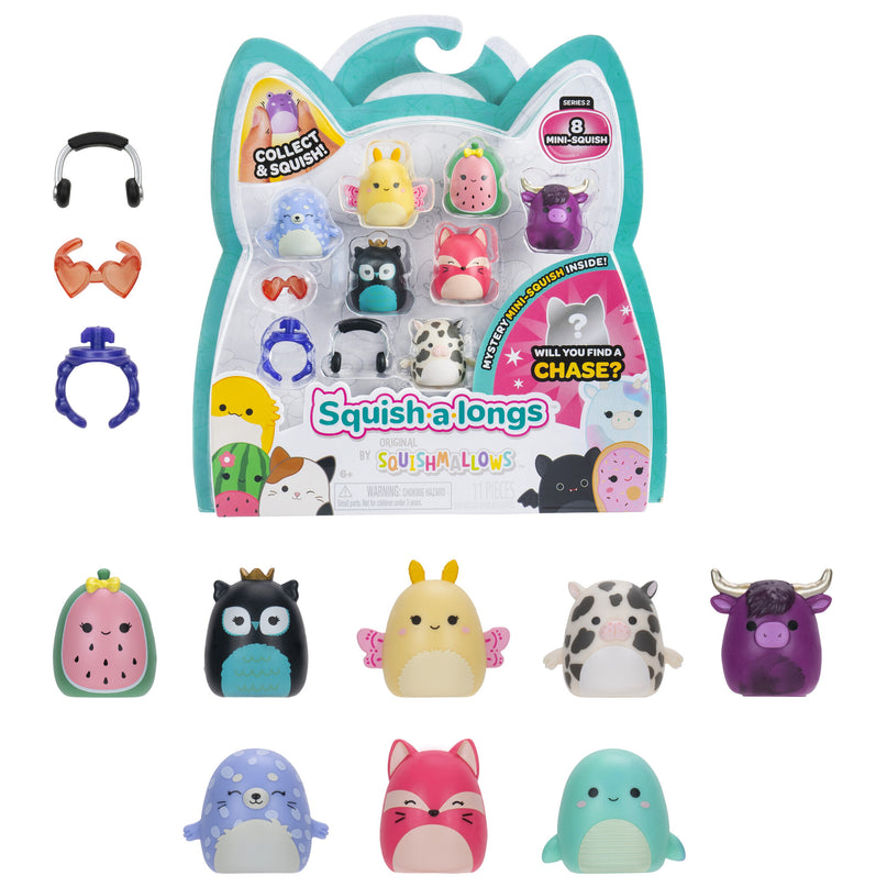 SQUISHMALLOWS SQUISH-A-LONGS minifiguuride komplekt, 8 tk, 2,5 cm