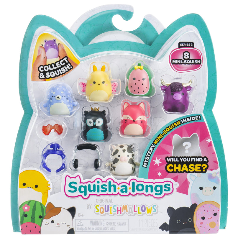 SQUISHMALLOWS SQUISH-A-LONGS minifiguuride komplekt, 8 tk, 2,5 cm