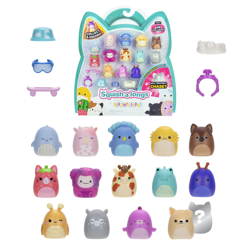 SQUISHMALLOWS SQUISH-A-LONGS minifiguuride komplekt, 14 tk, 2,5 cm