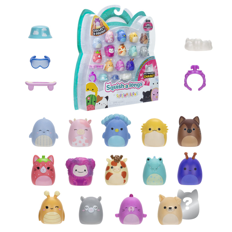 SQUISHMALLOWS SQUISH-A-LONGS minifiguuride komplekt, 14 tk, 2,5 cm