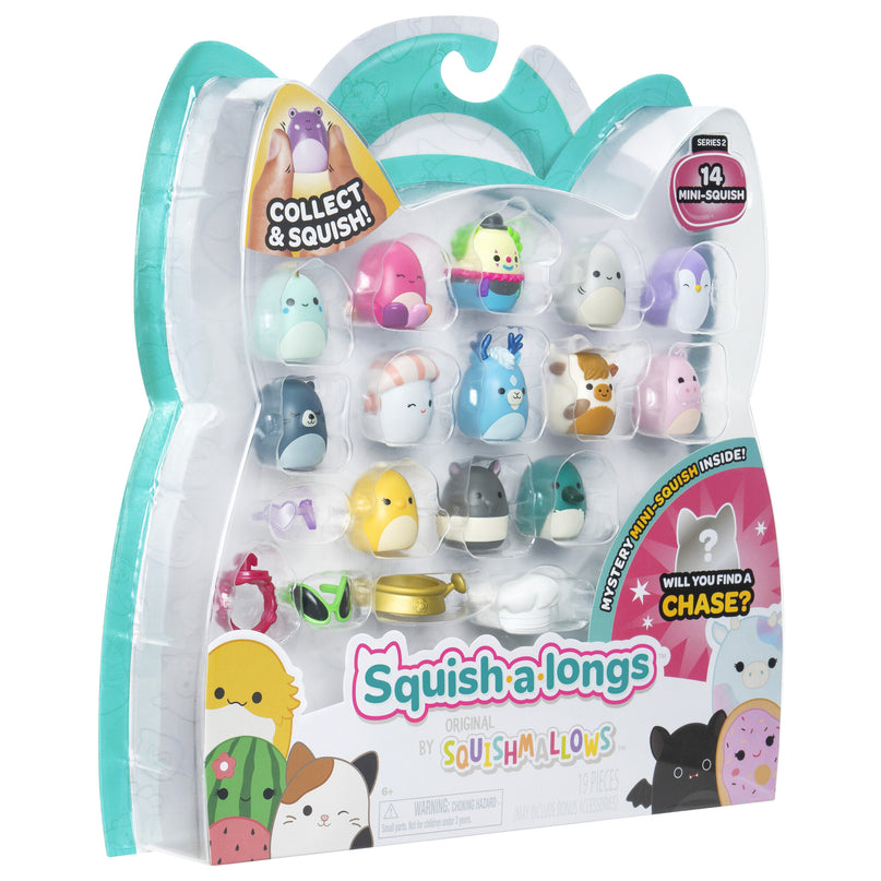 SQUISHMALLOWS SQUISH-A-LONGS minifiguuride komplekt, 14 tk, 2,5 cm