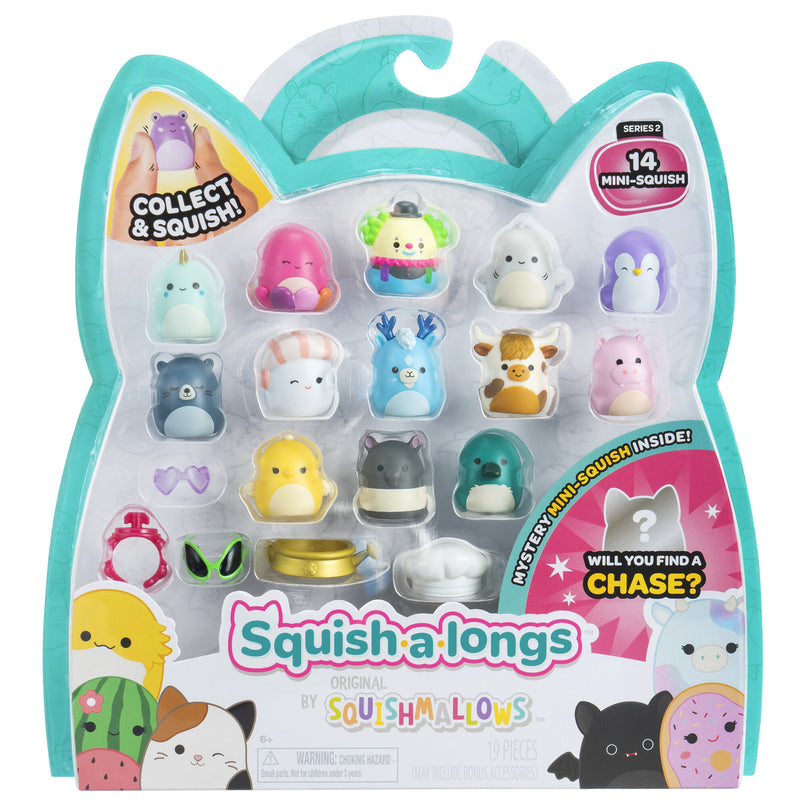 SQUISHMALLOWS SQUISH-A-LONGS minifiguuride komplekt, 14 tk, 2,5 cm