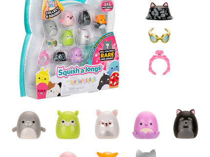 SQUISHMALLOWS SQUISH-A-LONGS minifiguuride komplekt, 8 tk, 2,5 cm