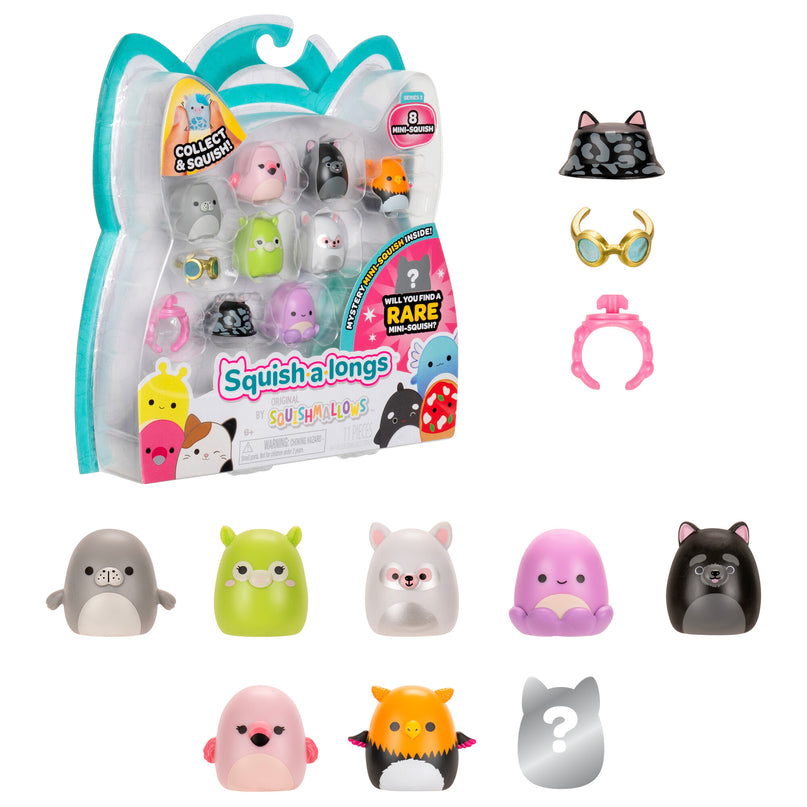 SQUISHMALLOWS SQUISH-A-LONGS minifiguuride komplekt, 8 tk, 2,5 cm