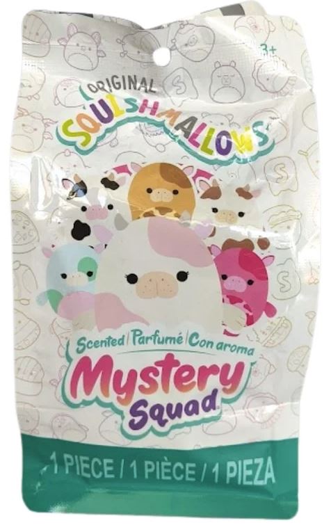 SQUISHMALLOWS Mystery Squad W29 lõhnastatud pehme tegelane üllatuspakis,12 cm