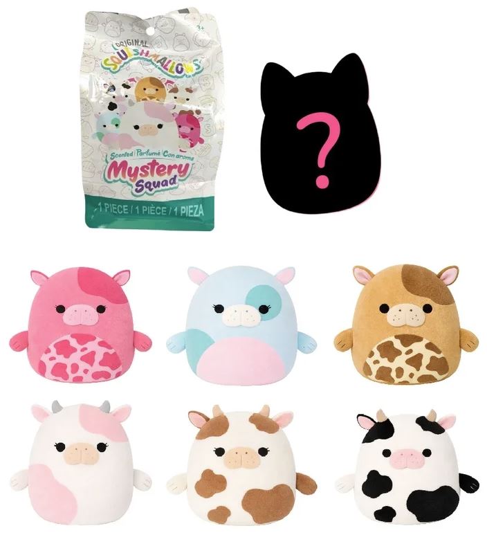 SQUISHMALLOWS Mystery Squad W29 lõhnastatud pehme tegelane üllatuspakis,12 cm